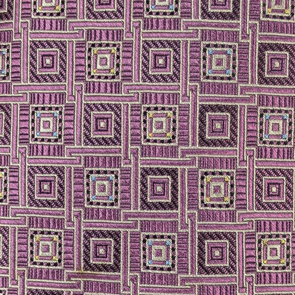 Enro Mens Silk Neck Tie Purple Long Tall Foulard Repeating Pattern Sophisticated - Picture 2 of 6